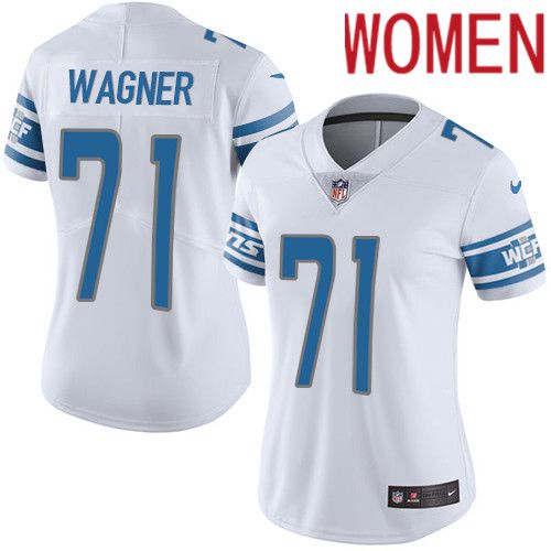 Women Detroit Lions #71 Ricky Wagner Nike White Vapor Limited NFL Jersey->women nfl jersey->Women Jersey